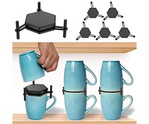 NIHUIFDPY 12 soportes apilables para tazas de café, organizador de tazas de café de 3.9 pulgadas, organizador apilable de vasos de cocina, reutilizable, organizador de almacenamiento para tazas de té