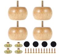NIHUIFDPY 4 patas de madera para muebles, patas redondas sólidas de 8 x 5 cm con placas de montaje y tornillos, juego de repuesto para sofá, armario, silla, sofá otomano