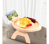 NIHUIFDPY Bandeja auxiliar de madera natural para sofá con soporte móvil giratorio de 360°, portátil y plegable, bandeja para reposabrazos de sofá, bandeja para reposabrazos de sofá, bandejas de mesa