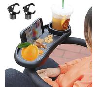 NIHUIFDPY Bandeja de aperitivos para cochecito de bebé con soporte para tazas, bandeja universal para alimentos para cochecito con hebilla ajustable, bandeja extraíble para aperitivos, soporte