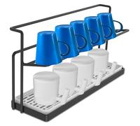 NIHUIFDPY Estante de secado de botellas, estante de secado de vasos de doble capa, estante de secado de vasos de acero al carbono con bandeja de drenaje extraíble, soporte de secado de botellas