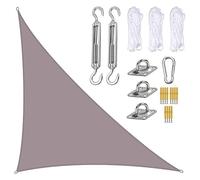 NIHUJALE Toldo Parasol, Shade Sail Triangular 5x5x7.1m PES Cloth Awning for Outdoor Garden Terrace Balcony(Khaki,4x4x5.7m)