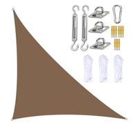 NIHUJALE Toldo Parasol, Shade Sail Triangular 5x5x7.1m PES Cloth Awning for Outdoor Garden Terrace Balcony(Brown,3x3x4.3m)