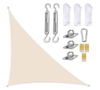 NIHUJALE Toldo Parasol, Shade Sail Triangular 5x5x7.1m PES Cloth Awning for Outdoor Garden Terrace Balcony(Beige,4x4x5.7m)
