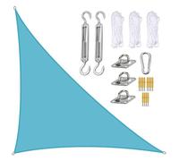 NIHUJALE Toldo Parasol, Shade Sail Triangular 5x5x7.1m PES Cloth Awning for Outdoor Garden Terrace Balcony(Sky Blue,3x4x5m)