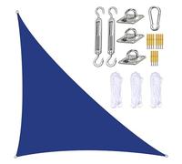NIHUJALE Toldo Parasol, Shade Sail Triangular 5x5x7.1m PES Cloth Awning for Outdoor Garden Terrace Balcony(Blue,5x5x7.1m)