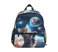Niigeu Universo Planeta Gato Gatito Mochila Niña Niño, Mochilas Infantil Preescolar 2-7 Años Mini Mochila Pequeña de Escolar Primaria Viaje