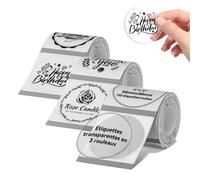 NIIMBOT 3 Rollos de Etiqueta para Impresora B1 B21 B3S, Etiqueta Redonda de Conserva 50x50mm (2"x2"), 150 Piezas/Rollo, Transparente
