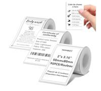 NIIMBOT 3 rollos etiqueta para B1 B21 B3S impresora, etiqueta autoadhesiva, cocina, frascos, 2 x 3,15 pulgadas (50 x 80 mm), 95 piezas por rollo, blanco
