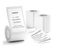 NIIMBOT 3 Rollos Etiquetas de 50 x 80 mm para impresoras de etiquetas B1,B21,B21 Pro y B3S,Impermeables y resistentes al aceite,personalizables y editables para el hogar,la escuela y la oficina