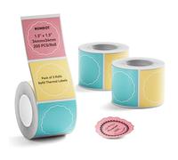 NIIMBOT 3 Rollos Etiquetas de Orbicular 34 x 34 mm para impresoras de etiquetas B1,B21,B21 Pro y B3S,Impermeables y resistentes al aceite,para el hogar,la escuela y la oficina