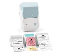 NIIMBOT B1 - Etiquetadora Bluetooth con Etiquetas con 3 Rollos de Etiquetas Anchas, Impresora de Etiquetas Adhesivas, Compatible con iOS Android y PC, para Oficina, Tienda, casa, Cocina (Azul)