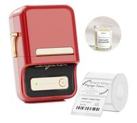 NIIMBOT B21 Mini etiquetadora térmica sin Tinta Compatible con iOS y Android, para la organización de la casa, Empresas, código de Barras, código QR, con 1 Paquete de 50 x 30 mm, Rojo