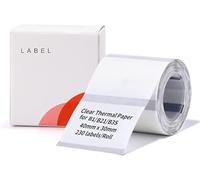 NIIMBOT Cinta adhesiva para etiquetadora, 40 x 30 mm, papel adhesivo para impresora B1/B21/B3S/K3, 1 rollo de 230 (transparente)
