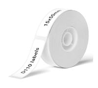 NIIMBOT Cinta térmica impermeable para etiquetadora, cinta adhesiva para impresora con autoadhesiva, para etiquetadora D11/D110/D101 (blanco, 15 mm x 50 mm)