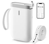 NIIMBOT D11 Impresora de Etiquetas Cinta incluida Conexión inalámbrica portátil Múltiples Modelos Disponibles para Teclado telefónico Fácil de Usar Oficina Hogar, Blanco