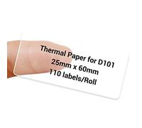 NIIMBOT Etiquetas D101, etiqueta adhesiva térmica de 25x60 mm, impermeable, etiquetas autoadhesivas para etiquetadora NIIMBOT D101, 1 rollo de 110 papeles (transparente)