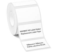 NIIMBOT Etiquetas de transferencia térmica de 50 x 30 mm, 225 unidades, para etiquetadora M2, material PET, impermeables y resistentes a altas temperaturas, larga duración de almacenamiento, blanco