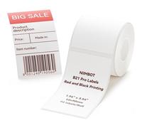 NIIMBOT Etiquetas para B21 Pro,Etiquetas con impresión en rojo y negro,50x90mm,90 Cintas/Rollo Etiqueta Autoadhesiva,Aplicable a Tienda/Etiquetas de Ropa/Señales de Advertencia-Blanca