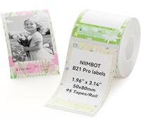 NIIMBOT Etiquetas para B21 Pro,etiquetas de impresión rojas y negras, 50 x 80 mm,95 cintas/rollo,ideales para tiendas, ropa, señales de advertencia y etiquetas de nombre,Jardín de impresiones