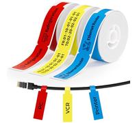 NIIMBOT Etiquetas para D110 D11 D101 H1S, etiquetas térmicas autoadhesivas 12,5 x 74 + 35 mm (cable rojo/amarillo/azul), paquete mixto de 3 rollos