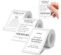 NIIMBOT Etiquetas redondas compatibles con impresoras de etiquetas B1/B21/B3S, 3 rollos de 50 x 80 mm, cinta térmica para supermercados, comercio minorista, oficina, 95 etiquetas/rollo, color blanco