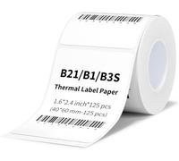 NIIMBOT Etiquetas Térmicas Adhesivas para NIIMBOT Etiquetadora B1,B21,B21 Pro y B3S (40 x 60 mm), 125 etiquetas, Impermeables y resistentes al aceite, para el hogar y Pequeña empresa(Blanco)