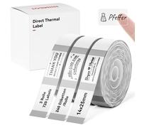 NIIMBOT Etiquetas térmicas autoadhesivas, 14 x 25 mm, papel térmico compatible con la impresora de etiquetas D110 D11 D101, 240 etiquetas/rollo (3 rollos, transparentes)