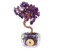 Niiyen Árbol de Cristal en Maceta Árbol de Dinero de Cristal Árbol de Gemas Feng Shui Buena Suerte Riqueza Piedras Preciosas Fortuna Árbol de Dinero Decoración para Escritorio de (Púrpura)