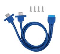 Niiyen Cable de Datos USB3.0, USB3.0 19PIN A 2AF Cable de Montaje en Panel de Placa Base Frontal con Orificio de Tornillo Apto para WinXP/2003/VISTA/2008/Win 7/WIN8 32/64(0,5 m)