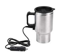 Niiyen Taza con calefacción eléctrica para automóvil, cable para encendedor de cigarrillos. Taza calefactora eléctrica de viaje de acero inoxidable para automóvil de 12 V y 450 ml, taza de café, té