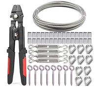 Nikang 30m de alambre de acero inoxidable +una herramienta de prensado de cuerda de alambre + +4 tensores de alambre +8 ganchos de tornillo de ojo