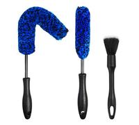 NIKCOSMK Kit de 3 cepillos de Rueda para Limpiar Ruedas y neumáticos, Cepillo de Ruedas y Llantas, cepillos de Detalles de Coche, Flexible y Duradero, Juego de cepillos de Limpieza de Llantas de