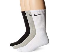 NIKE 3PPK Value Cotton Crew - Calcetines unisex, color gris/negro/blanco, talla L/ 42-46 (Paquete de 2)