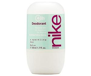 NIKE - A Sparkling Day Desodorante Antimanchas para Piel Sensible, Desodorante Mujer Roll-On 50 ml, 0% Alcohol y 0% Sales de Aluminio, Larga Duración, Fragancia Floral Oriental
