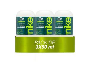 NIKE - A Spicy Attitude Pack de 3 x 50 ml, Desodorante Hombre Roll-On, Desodorante Antimanchas para Piel Sensible, 0% Alcohol y 0% Sales de Aluminio, de Larga Duración, Fragancia Cítrica Aromática
