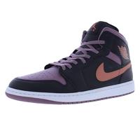 Nike Air Jordan 1 Mid Se - Tenis para hombre, Negro/Sky J Mauve/Blanco/Naranja, 43 EU
