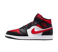 NIKE Air Jordan 1 Mid Zapatillas para Hombre, Negro Rojo Fuego Blanco, 43 EU