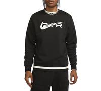 NIKE Air Sudadera para Hombre Swoosh Cuello Redondo Forro Polar Top FN7692 (Reino Unido, Alpha, L, Regular, Regular, Negro/Blanco)