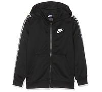 Nike B NSW Repeat FZ Poly Hood Sweatshirt, Niños, Black/White, M