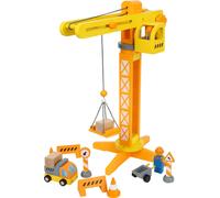 Small Foot Grúa de construcción con Accesorios de construcción, Juego de Madera para niños, 100% Certificado FSC® a Partir de 3 años Nro. de artículo: 12007