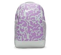NIKE Brasilia - Mochila estampada para mujer, color plateado claro, fucsia y blanco, Plata claro/fucsia rush/blanco