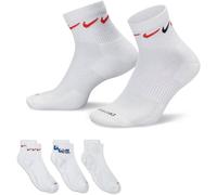 Nike - Calcetines Everyday Plus Cushioned Crew (3 Pares), Unisex, White- Red-WhiteTotal Orange, XL [46 - 50]