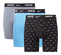 Nike Calzoncillos Tipo bóxer para Hombre Everyday de algodón elástico, 3 Unidades, Estampado Swoosh, Gris, Azul, S