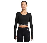 Nike Camiseta de manga larga para mujer Pro Dri-Fit, color negro/antracita/blanco, talla M