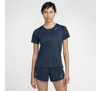 Nike Camiseta Dri-Fit Race SS para Mujer, Color Azul Marino y Plateado Reflectante, Talla XS