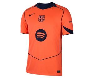 NIKE Camiseta FCB Dri-FIT para Hombre, SS Stadium 3rd, Color Mango Brillante/Azul Marino Medianoche, Talla XL