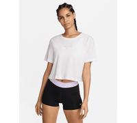 Nike Camiseta Mujer Dri Fit Pro Crop Manga Corta - 100 (Blanco/Púrpura)