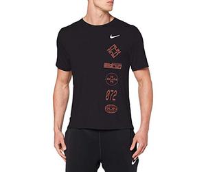 Nike Camiseta para Hombre DF Miler Top WR Gx, Hombre, Camiseta para Hombre., CU6038, Color Negro, Rojo y Reflectante., Small