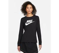 Nike Camiseta Ropa Deportiva Essentials Manga Larga, Mujer - 010 (Negro/Blanco)
